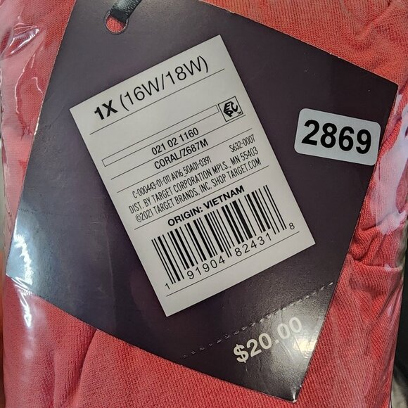 Womens Coral Pink Ruched Knit Top V Neck Long Sleeve Ava & Viv Plus Size 1X - Picture 12 of 12